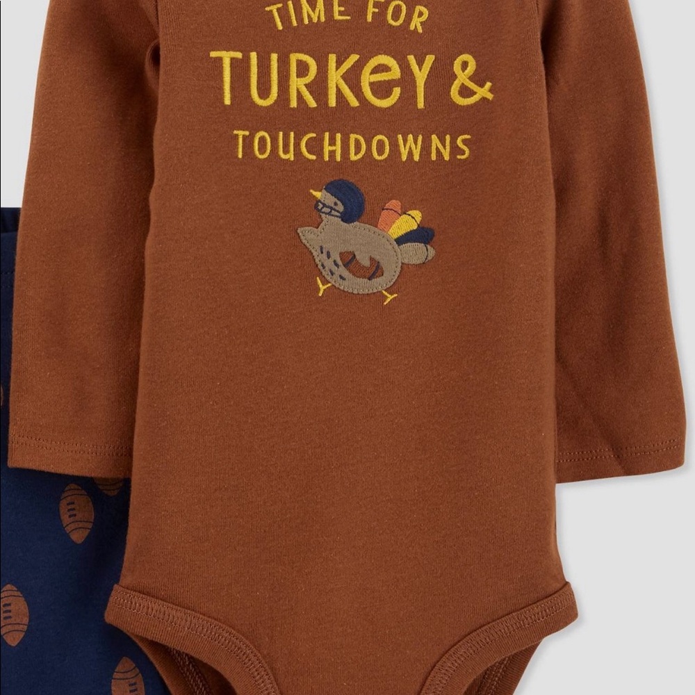 NWT 3M boy girl carters thanksgiving touchdowns & Turkey outfit football layette - Picture 2 of 5
